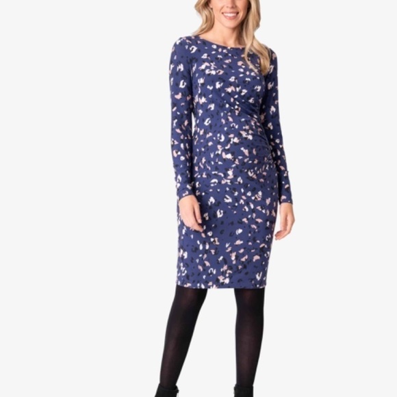 Seraphine Sansa Ruched Bodycon Maternity Dress midi size 6 long‎ sleeve - Picture 1 of 14